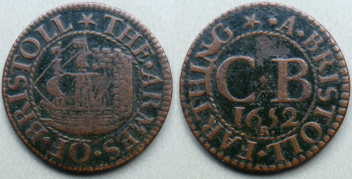 Bristol, city issue 1652 farthing N1460 Bristol, city issue 1652 farthing N1460